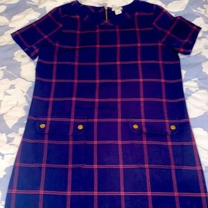 JCrew size 6 navy and red midi dress.